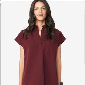 FIGS Burgundy Rafaela Mandarin Scrub Top